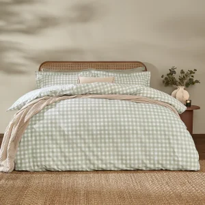 Barton Gingham Check Duvet Cover Set Eucalyptus