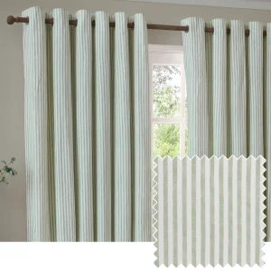 Hebden 100% Cotton Blackout Eyelet Curtains Eucalyptus