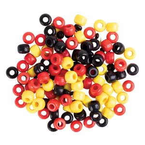 Zart Plastic Pony Beads Red Yellow Black (Aboriginal Flag Colours)